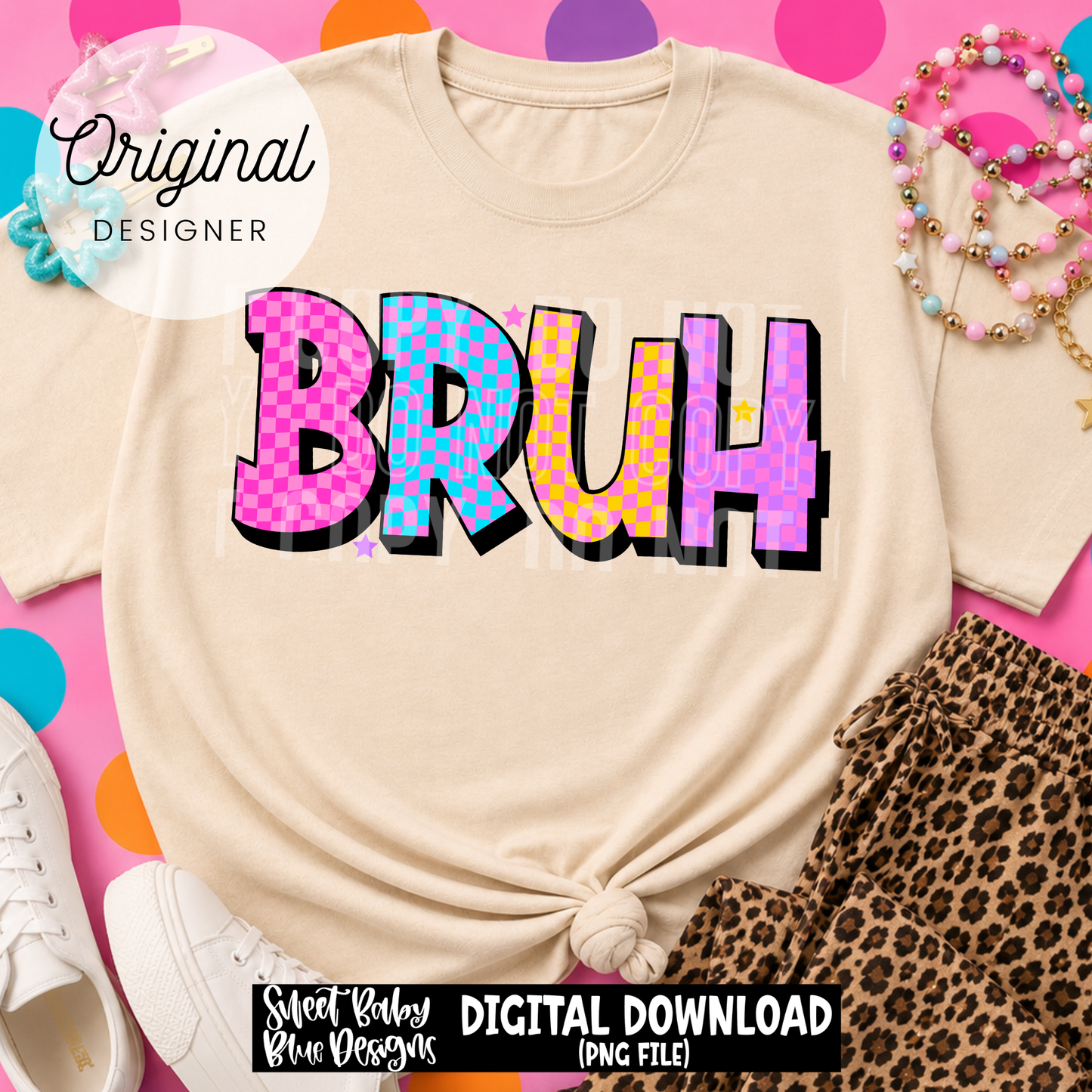 Bruh Checkered - 2026 - PNG file- Digital Download