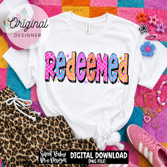 Redeemed Checkered - 2026 - PNG file- Digital Download