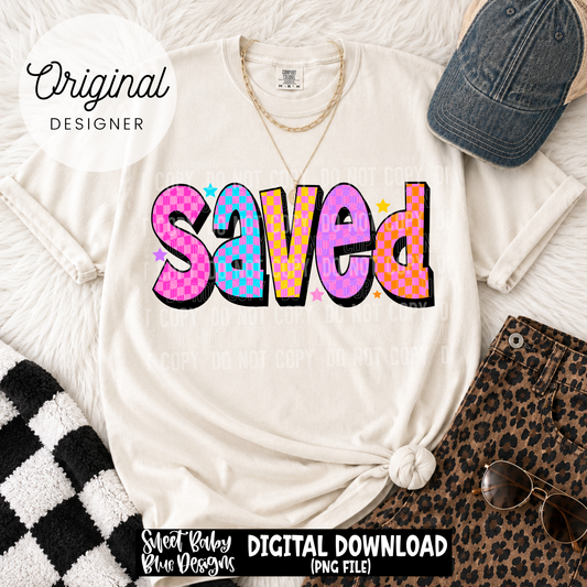 Saved Checkered - 2026 - PNG file- Digital Download