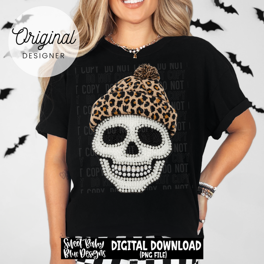 Skeleton- Faux Embroidery Pearls- Halloween - 2026 - PNG file- Digital Download