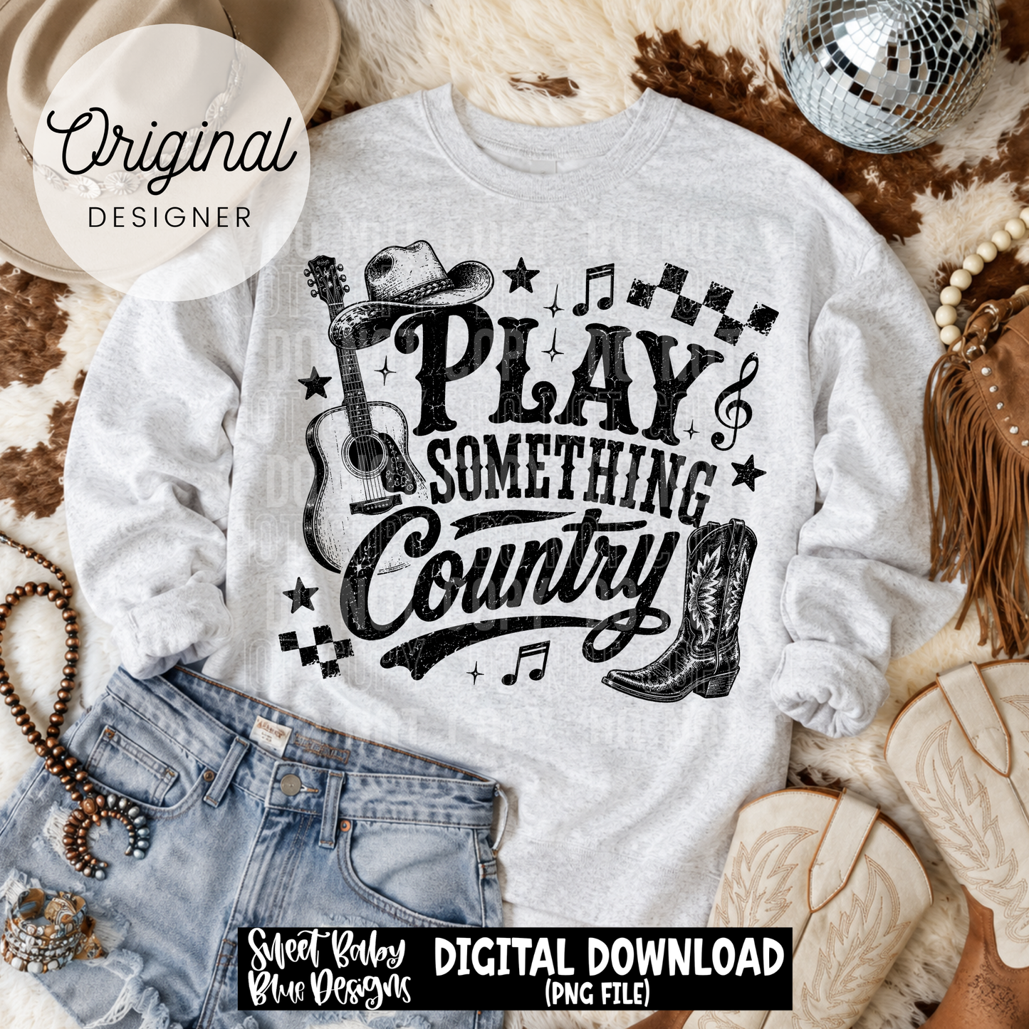 Play Something Country - Distressed - 2026 - PNG file- Digital Download