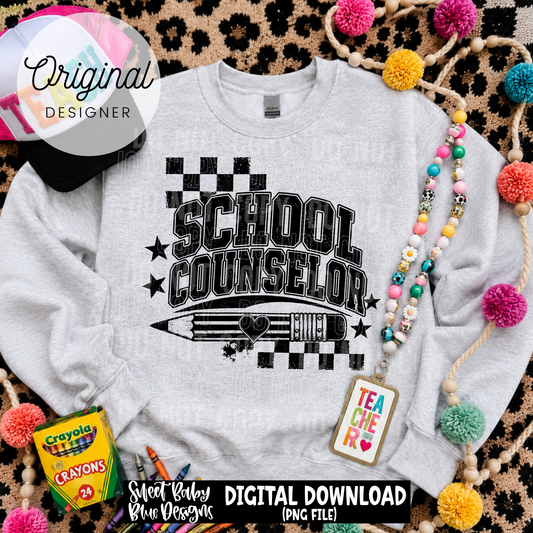 School Counselor - School - Distressed - 2026 - PNG file- Digital Download