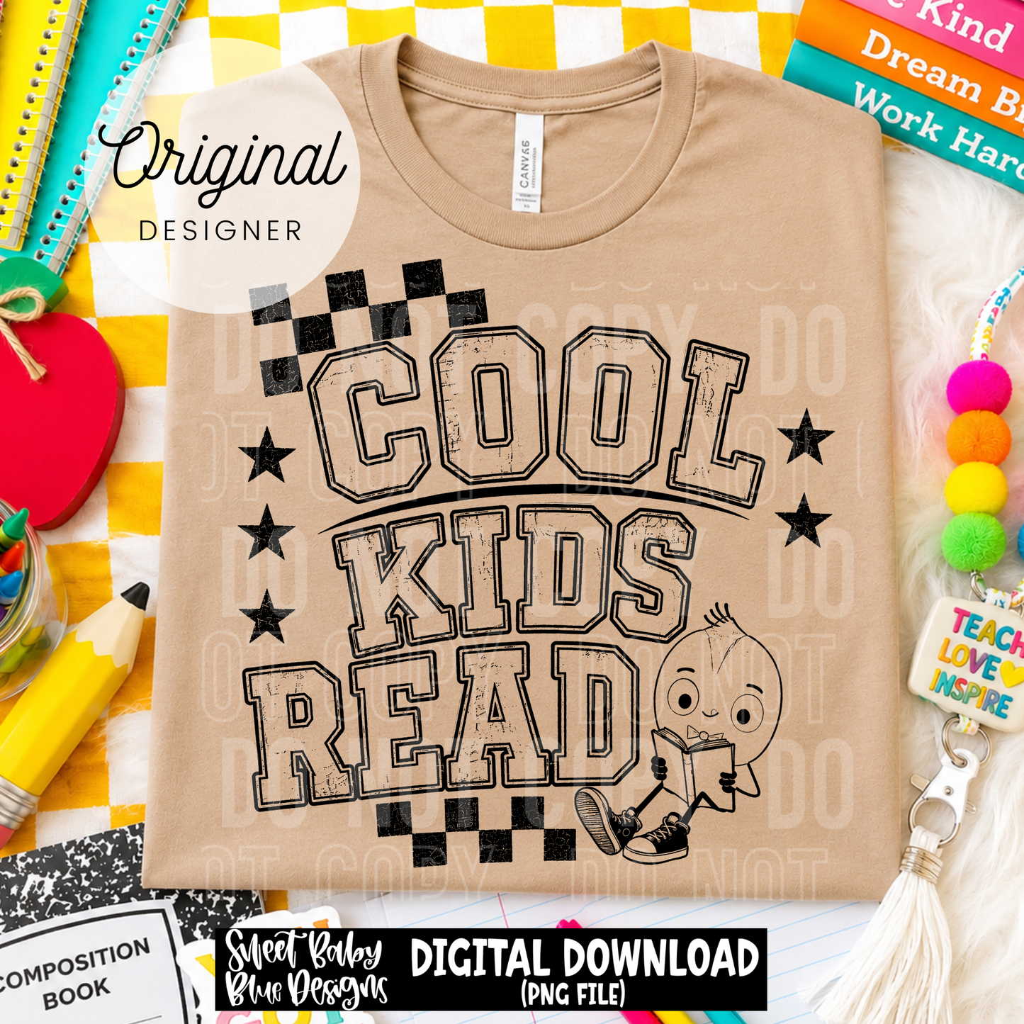 Cool Kids Read- Bean - 2026 - PNG file- Digital Download