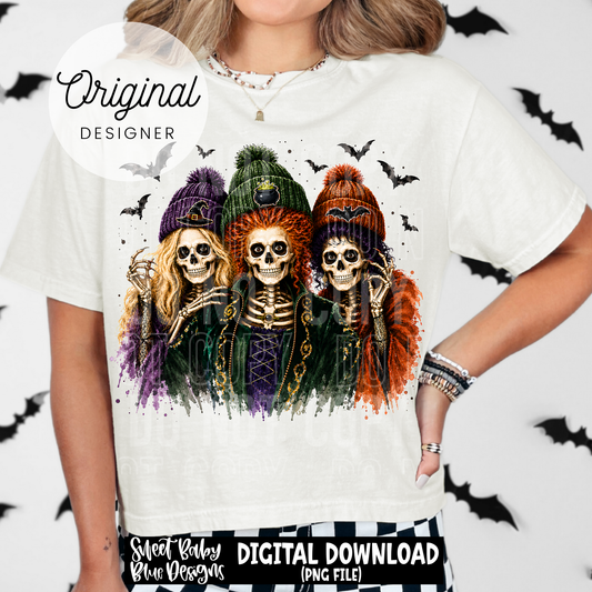 Skeleton Witches- Halloween - 2026 - PNG file- Digital Download