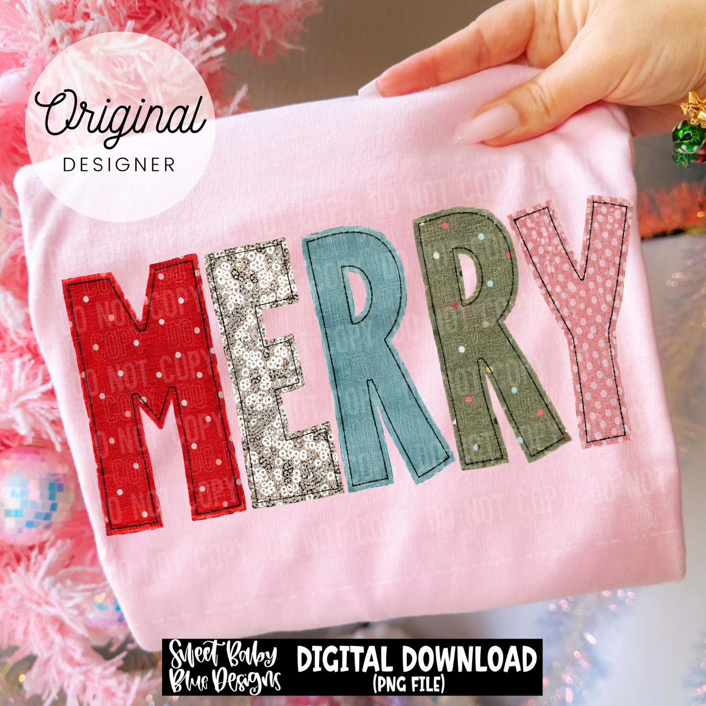 Merry- Christmas- Faux Embroidery - 2026 - PNG file- Digital Download