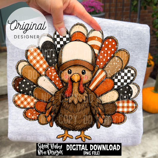 Turkey Boy Pattern- Thanksgiving - Fall - 2026 - PNG file- Digital Download
