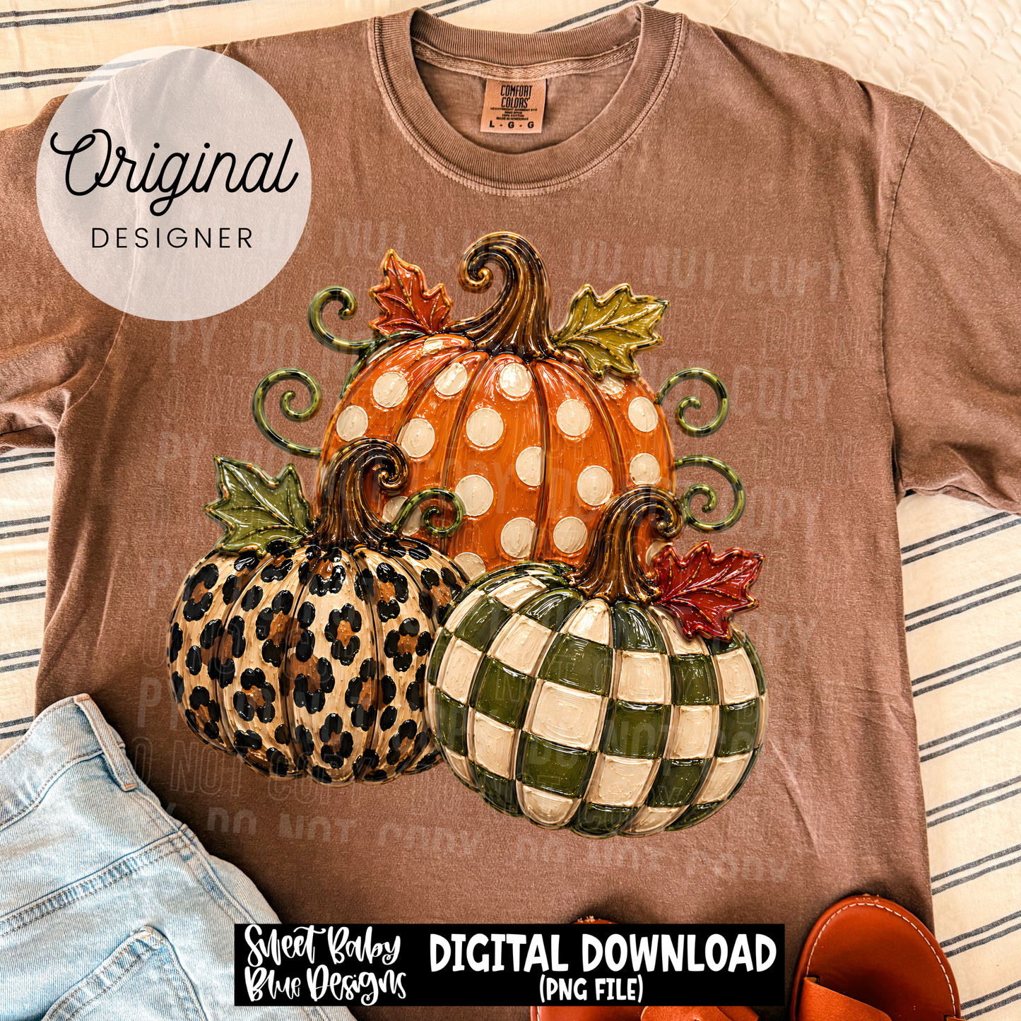 Fall Pumpkins- Faux Painted- Thanksgiving - Fall - 2026 - PNG file- Digital Download