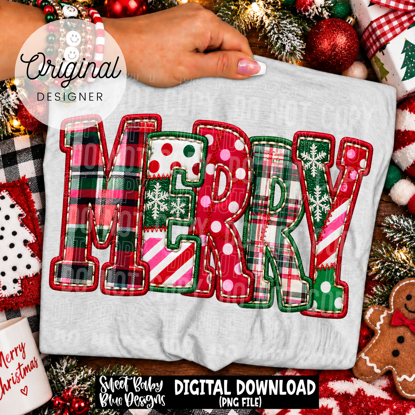Merry- Christmas- Faux Embroidery - 2026 - PNG file- Digital Download