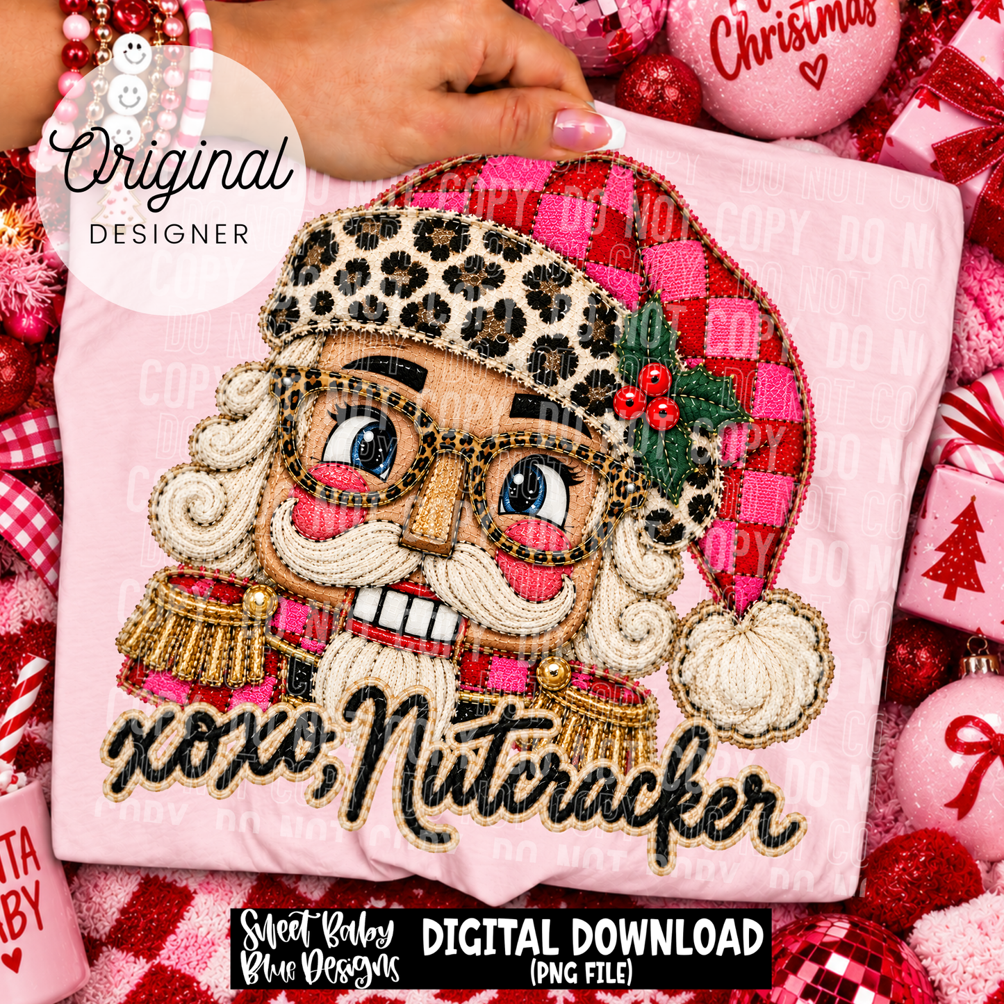 XOXO Nutcracker - Faux Embroidery - Christmas - 2026 - PNG file- Digital Download
