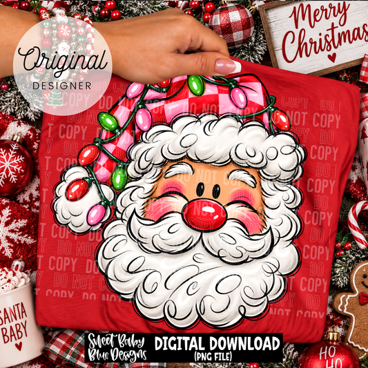 Santa Face Doodle- Christmas - 2026 - PNG file- Digital Download