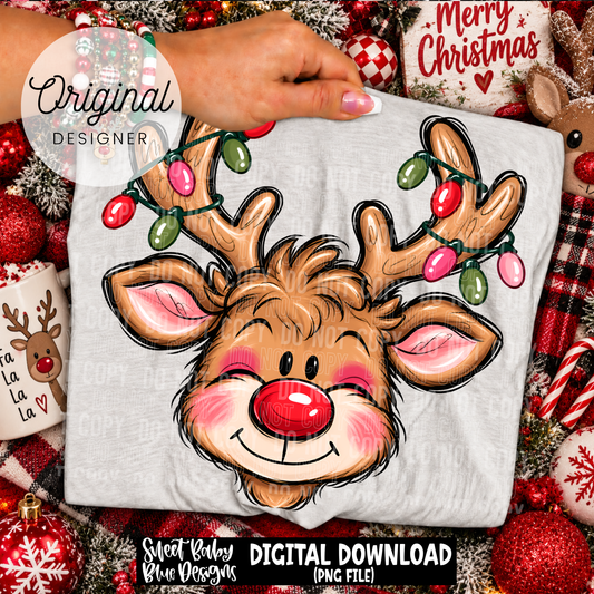 Reindeer Doodle- Christmas - 2026 - PNG file- Digital Download