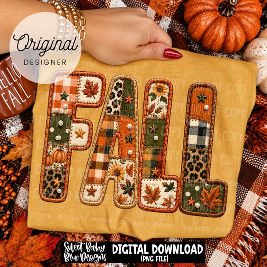Fall- Faux Embroidery- Fall - 2026 - PNG file- Digital Download