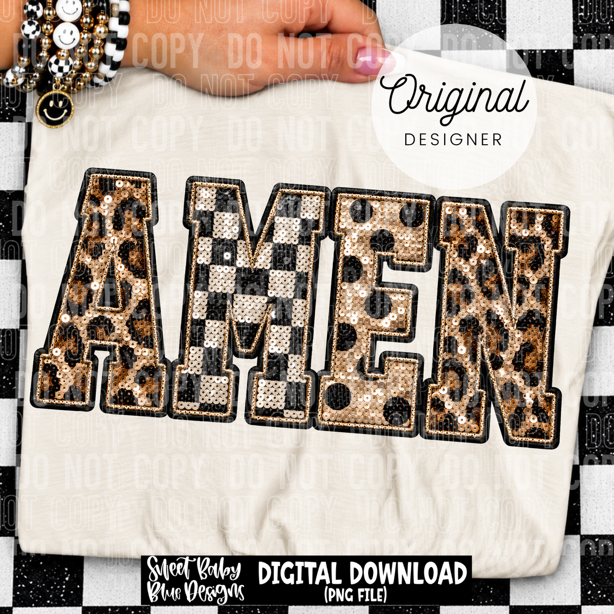 Amen- Faux Sequin - 2026 - PNG file- Digital Download