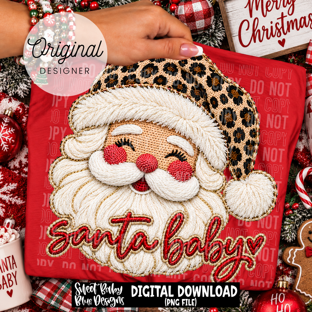 Santa Baby- Faux Yarn- Christmas - 2026 - PNG file- Digital Download
