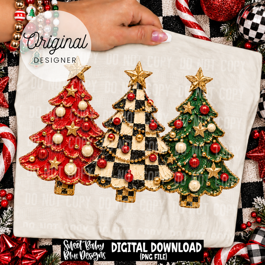 Christmas Trees- Faux Painted- Christmas - 2026 - PNG file- Digital Download