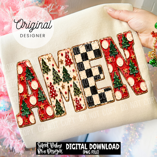 Amen- Faux Painted- Christmas - 2026 - PNG file- Digital Download