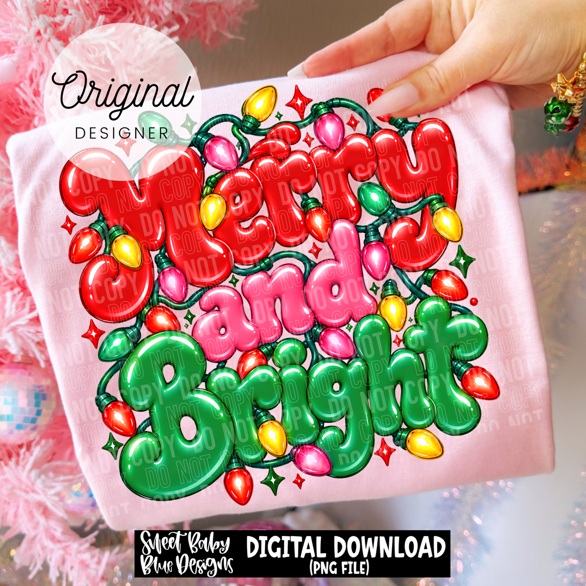 Merry and Bright - Christmas - 2026 - PNG file- Digital Download