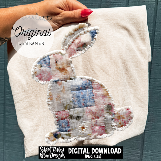 Patch Faux Yarn Easter Bunny - 2026 - PNG file- Digital Download