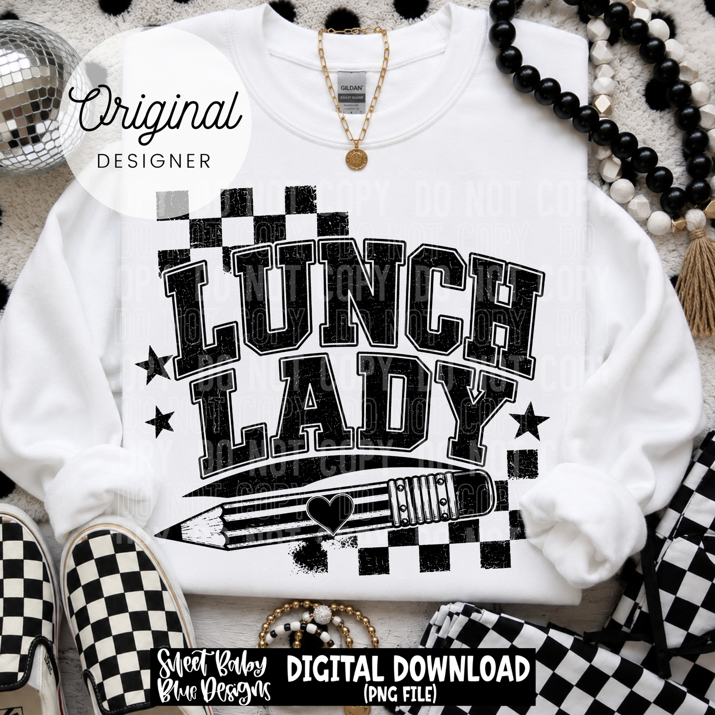 Lunch Lady Checkered - School - 2026 - PNG file- Digital Download