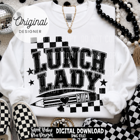 Lunch Lady Checkered - School - 2026 - PNG file- Digital Download