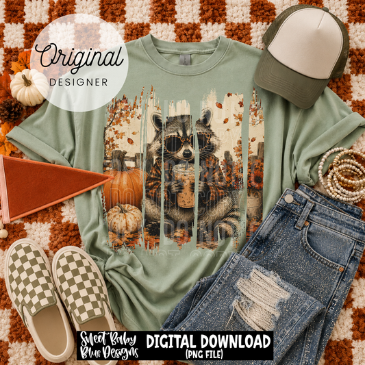 Fall Racoon Brush- Fall - 2026 - PNG file- Digital Download