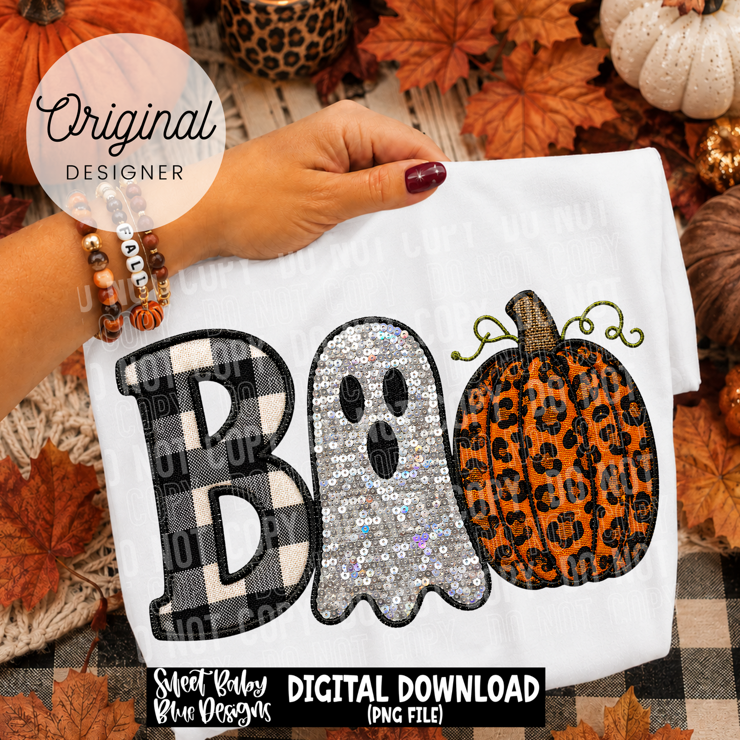 Boo- Faux Embroidery - Halloween - 2026 - PNG file- Digital Download