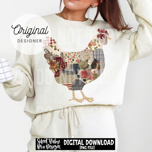 Vintage Patch Chicken - 2026 - PNG file- Digital Download