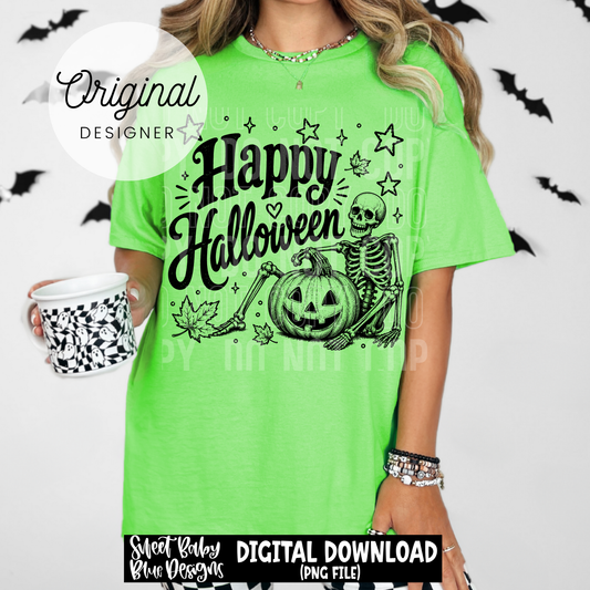 Happy Halloween Skeleton - 2026 - PNG file- Digital Download