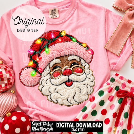Santa- Faux Yarn- Faux Embroidery - Christmas - 2026 - PNG file- Digital Download