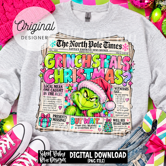 The North Pole Times - Christmas - 2026 - PNG file- Digital Download