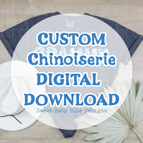 Custom Chinoiserie lettering - PNG file- Digital Download