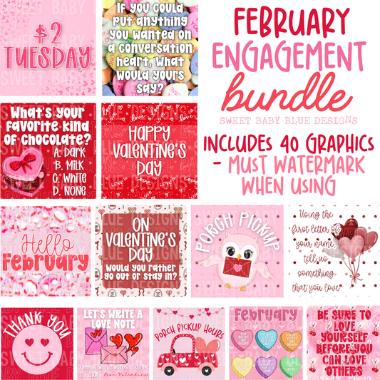 February 2026 Engagement Bundle - Interactive post- 2026- PNG file- Digital Download