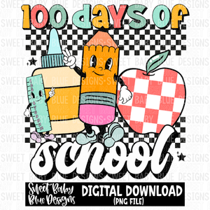 100 days of school- Retro- 2023 - PNG file- Digital Download