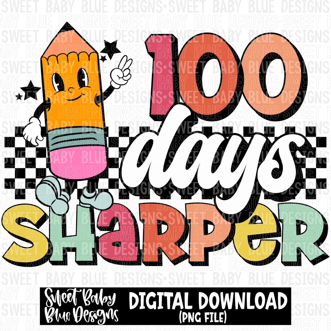 100 days sharper- School- Retro- 2023 - PNG file- Digital Download