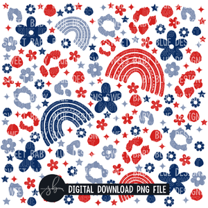 4th of July retro digital paper- Summer- 4th of July- 2022- PNG file- Digital Download