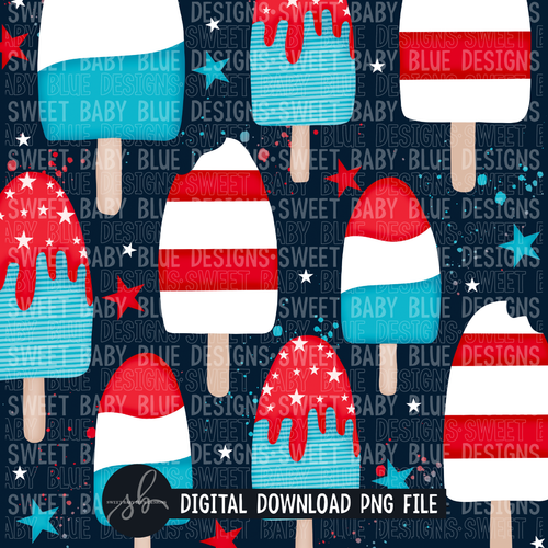4th of July popsicle- Summer- Digital paper - 2022 -PNG file- Digital Download