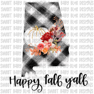 Alabama Happy Fall y'all- Fall- PNG file- Digital Download