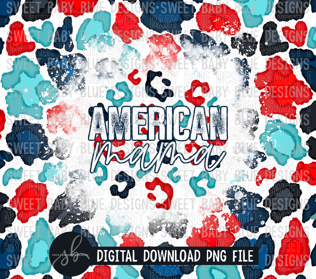 American mama- Leopard- 20 oz. skinny tumbler- 2022 -PNG file- Digital Download