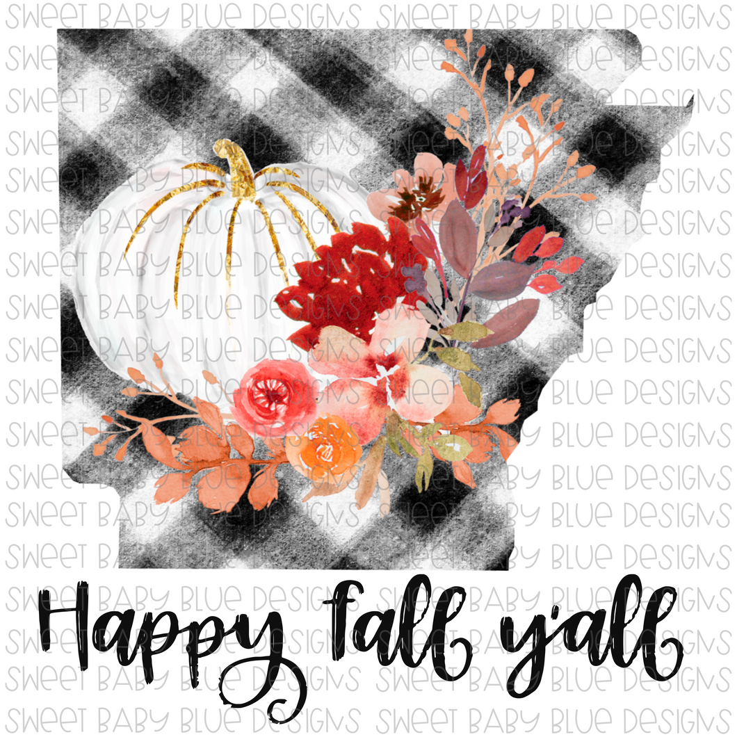 Arkansas Happy Fall y'all- Fall- PNG file- Digital Download