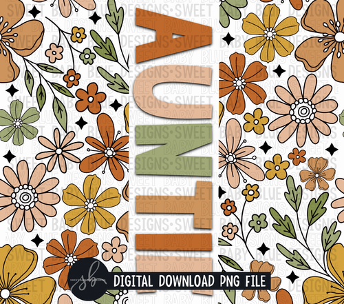 Auntie- Retro floral- 20 oz. skinny tumbler- 2022 -PNG file- Digital Download