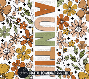Auntie- Retro floral- 20 oz. skinny tumbler- 2022 -PNG file- Digital Download