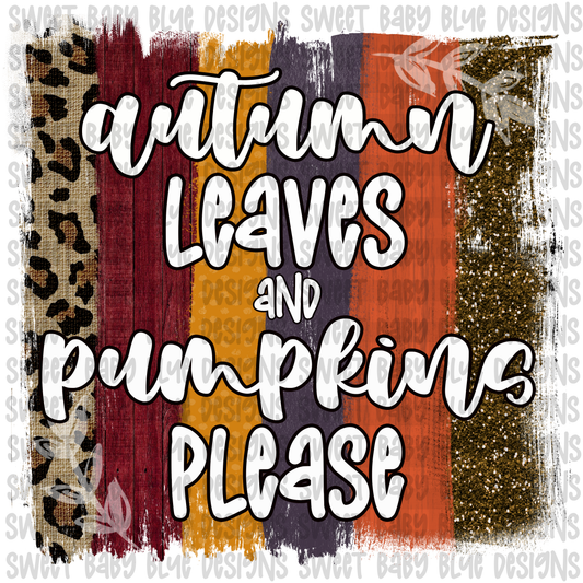 Autumn leaves and pumpkins please- Fall- PNG file- Digital Download