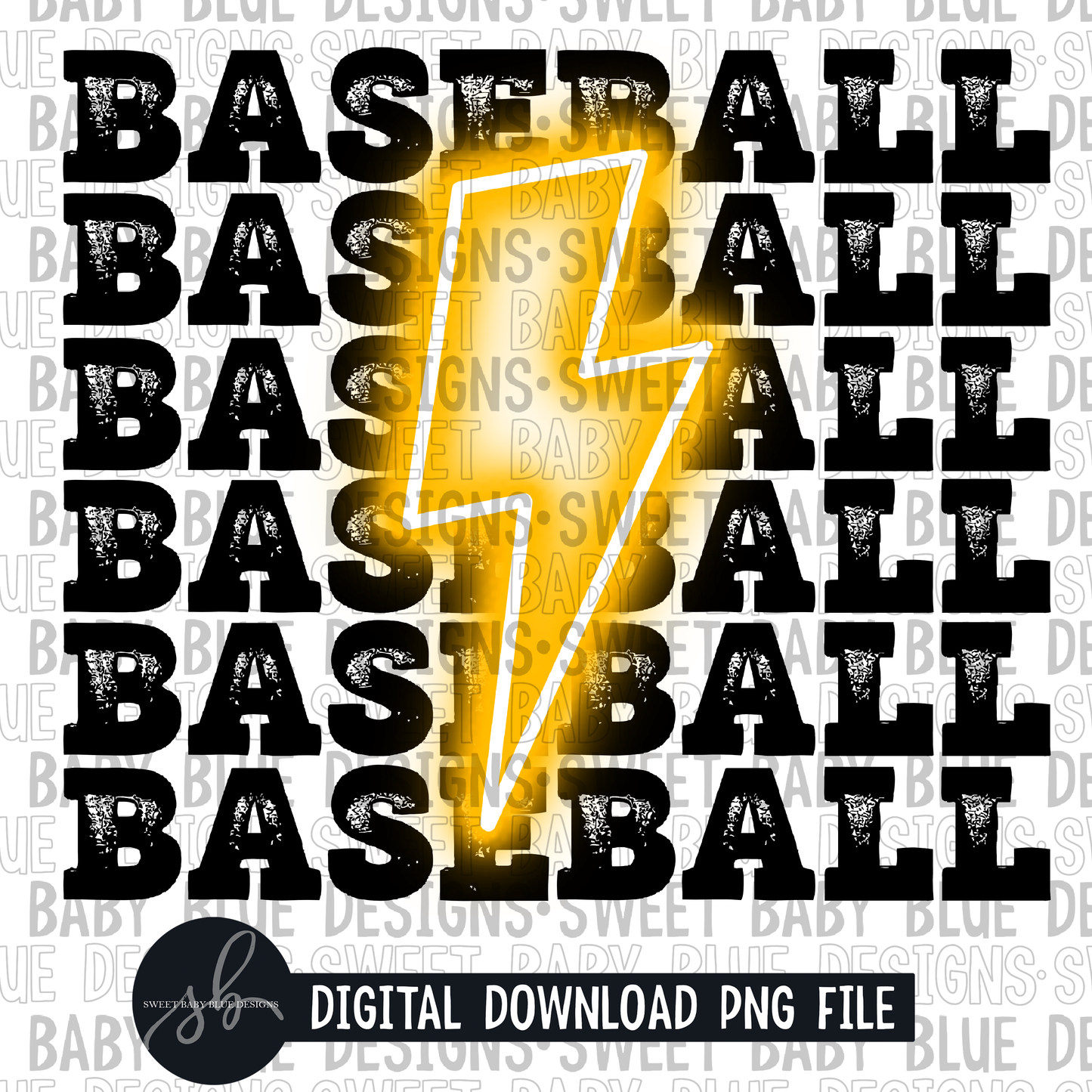 Baseball- Gold bolt- Yellow bolt- 2022 - PNG file- Digital Download
