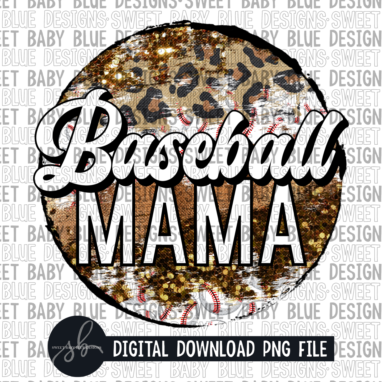 Baseball mama- Brush circle- 2022 - PNG file- Digital Download