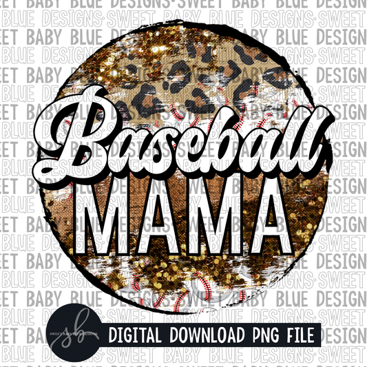 Baseball mama- Brush circle- 2022 - PNG file- Digital Download