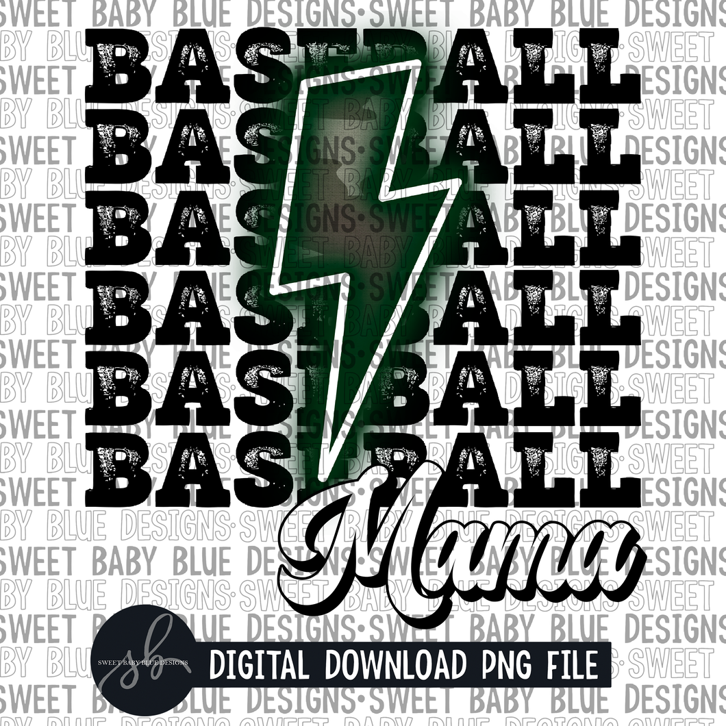 Baseball mama- Green camo - 2022 - PNG file- Digital Download