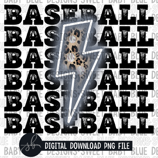 Baseball- Silver/ Gray bolt- 2022 - PNG file- Digital Download