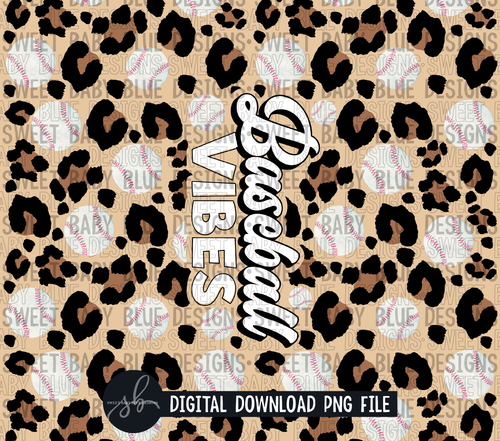 Baseball vibes- Leopard- 20 oz. skinny tumbler- 2022 -PNG file- Digital Download
