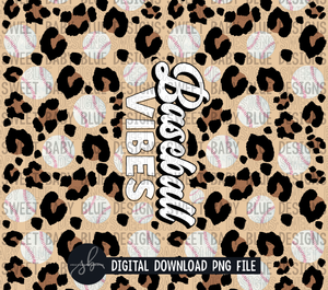 Baseball vibes- Leopard- 20 oz. skinny tumbler- 2022 -PNG file- Digital Download