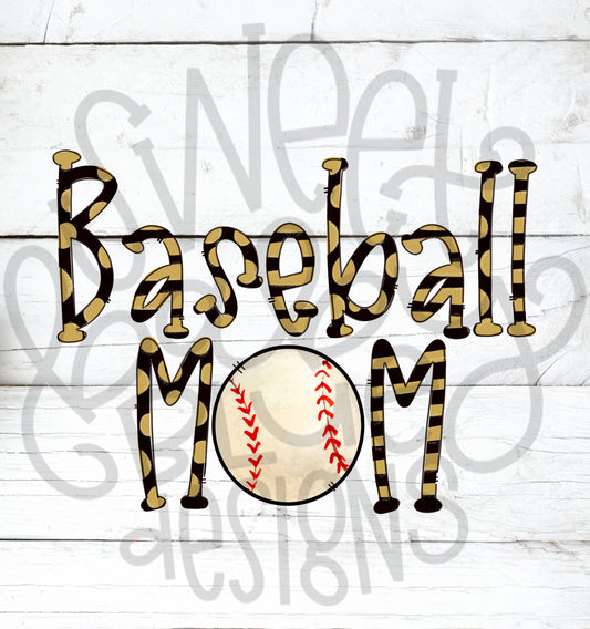 Baseball mom- Black- PNG file- Digital Download